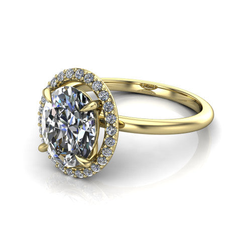 Carmen Oval Shape Halo Engagement Ring in 14K Yellow Gold