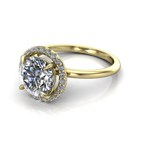 Carmen Round Shape Halo Engagement Ring in 14K Yellow Gold