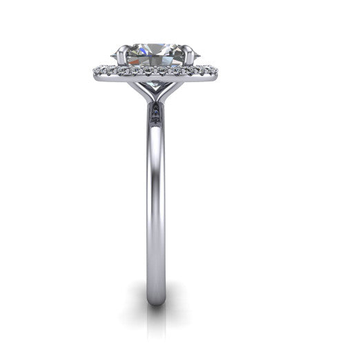 Carmen Oval Shape Halo Engagement Ring in 14K White Gold