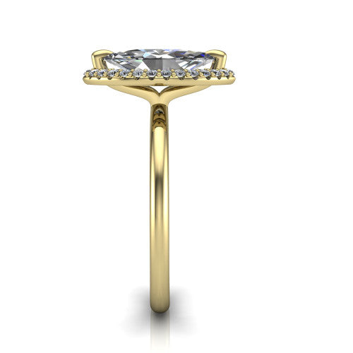 Carmen Marquise Shape Halo Engagement Ring in 18K Yellow Gold