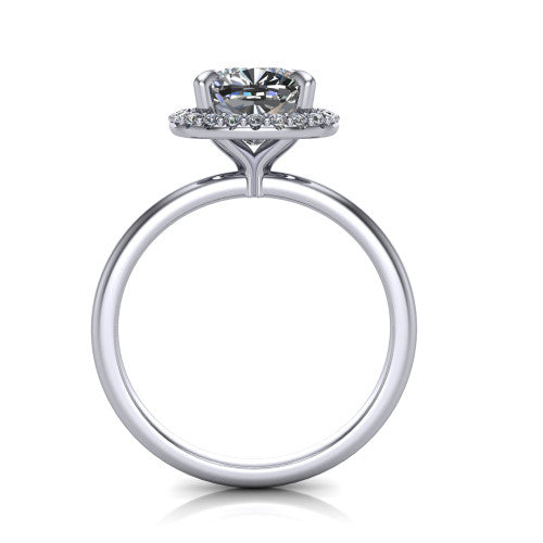Carmen Cushion Shape Halo Engagement Ring in 18K White Gold