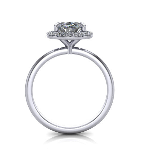 Carmen Oval Shape Halo Engagement Ring in 18K White Gold