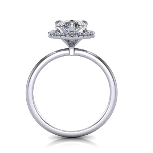 Carmen Pear Shape Halo Engagement Ring in 18K White Gold