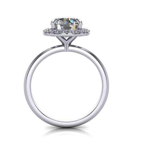 Carmen Round Shape Halo Engagement Ring in Platinum