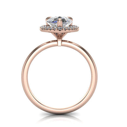 Carmen Pear Shape Halo Engagement Ring in 14K Rose Gold