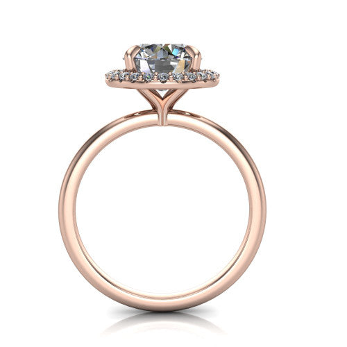 Carmen Round Shape Halo Engagement Ring in 18K Rose Gold