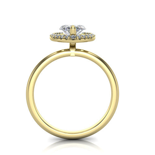 Carmen Marquise Shape Halo Engagement Ring in 18K Yellow Gold
