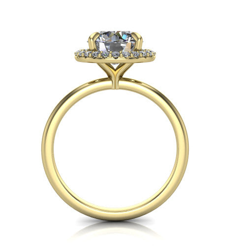 Carmen Round Shape Halo Engagement Ring in 18K Yellow Gold