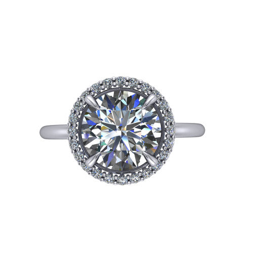 Carmen Round Shape Halo Engagement Ring in 18K White Gold