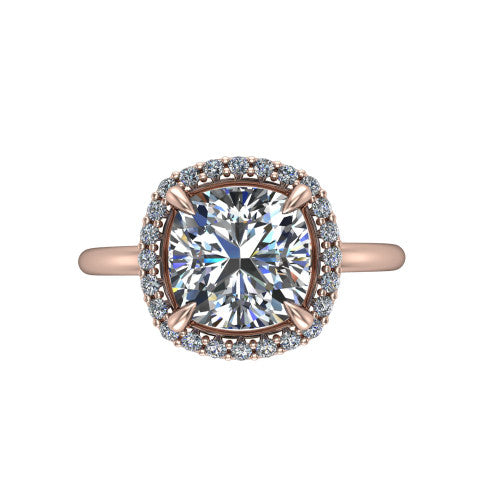 Carmen Cushion Shape Halo Engagement Ring in 18K Rose Gold