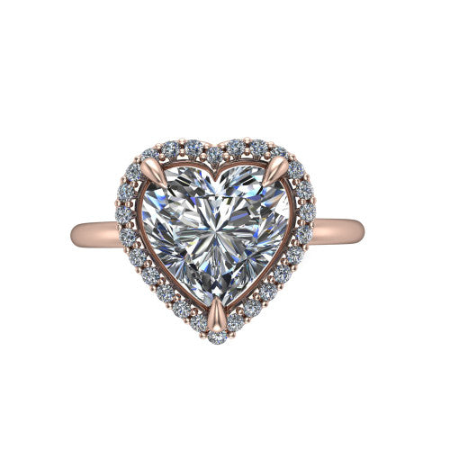 Carmen Heart Shape Halo Engagement Ring in 18K Rose Gold