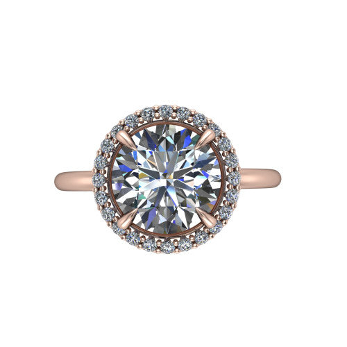 Carmen Round Shape Halo Engagement Ring in 18K Rose Gold