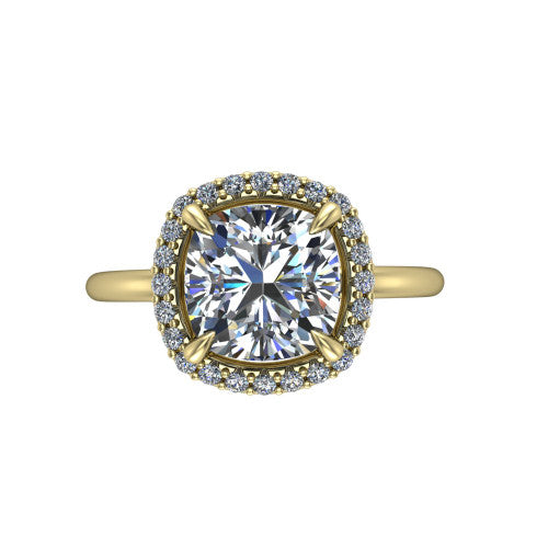 Carmen Cushion Shape Halo Engagement Ring in 18K Yellow Gold