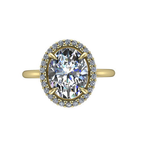 Carmen Oval Shape Halo Engagement Ring in 18K Yellow Gold