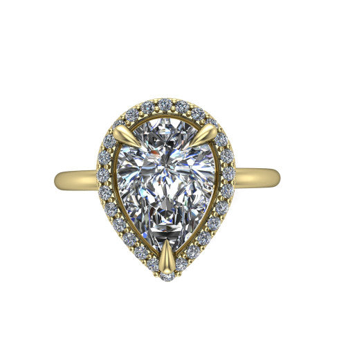 Carmen Pear Shape Halo Engagement Ring in 18K Yellow Gold