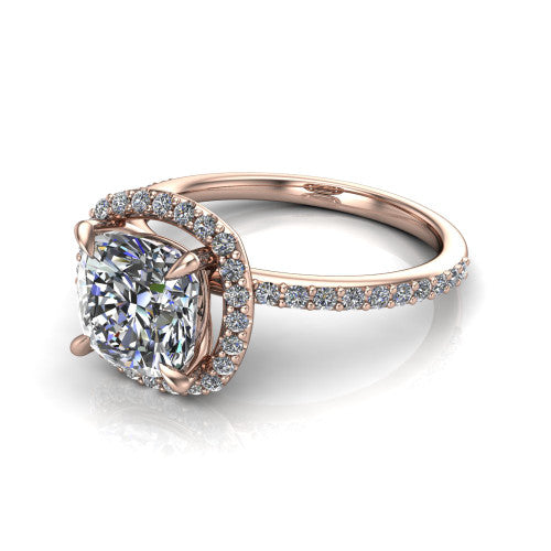 Talia Cushion Shape Halo Engagement Ring in 18K Rose Gold
