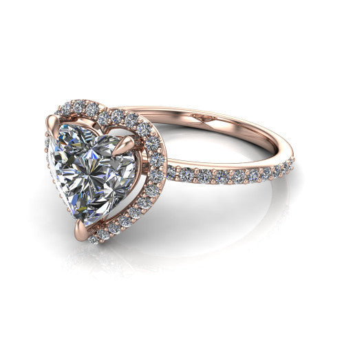 Talia Heart Shape Halo Engagement Ring in 14K Rose Gold