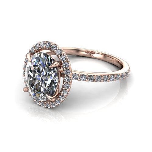 Talia Oval Shape Halo Engagement Ring in 18K Rose Gold