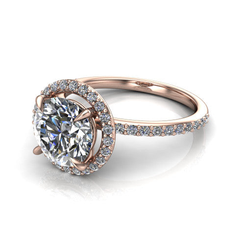 Talia Round Shape Halo Engagement Ring in 18K Rose Gold