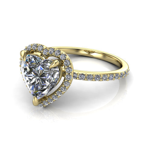 Talia Heart Shape Halo Engagement Ring in 14K Yellow Gold