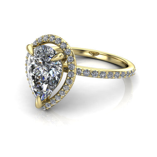 Talia Pear Shape Halo Engagement Ring in 18K Yellow Gold