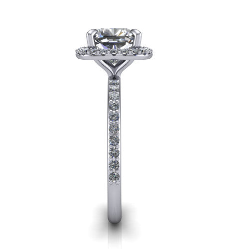 Talia Cushion Shape Halo Engagement Ring in 18K White Gold