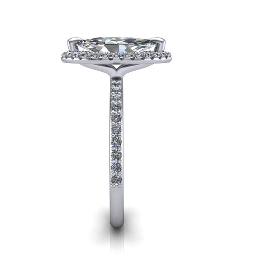 Talia Marquise Shape Halo Engagement Ring in Platinum