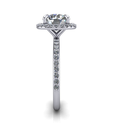 Talia Round Shape Halo Engagement Ring in 18K White Gold