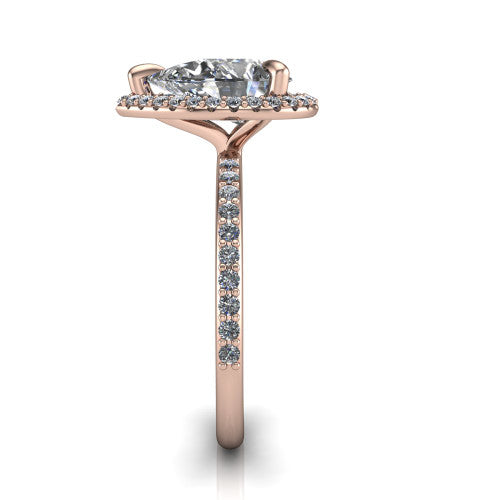 Talia Pear Shape Halo Engagement Ring in 18K Rose Gold