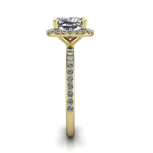 Talia Cushion Shape Halo Engagement Ring in 14K Yellow Gold