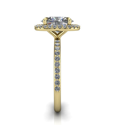 Talia Oval Shape Halo Engagement Ring in 18K Yellow Gold