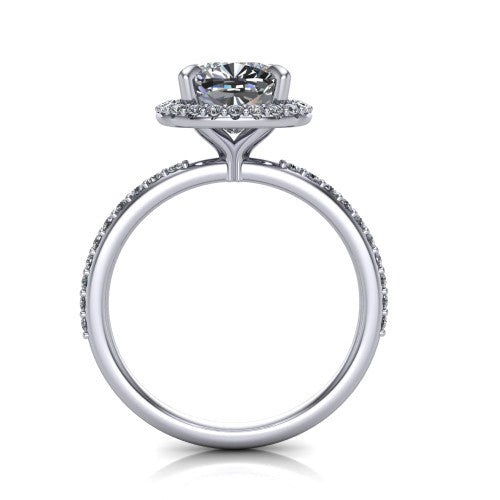 Talia Cushion Shape Halo Engagement Ring in 18K White Gold