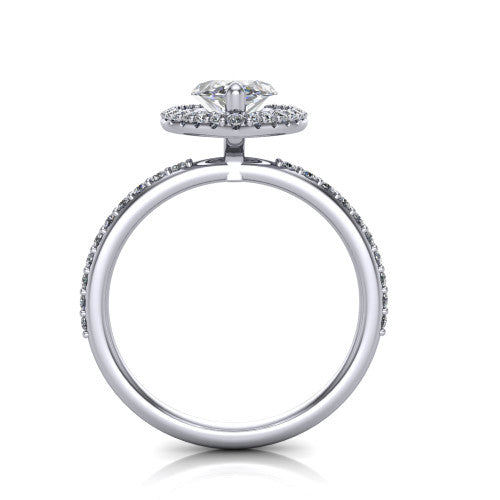 Talia Marquise Shape Halo Engagement Ring in 14K White Gold