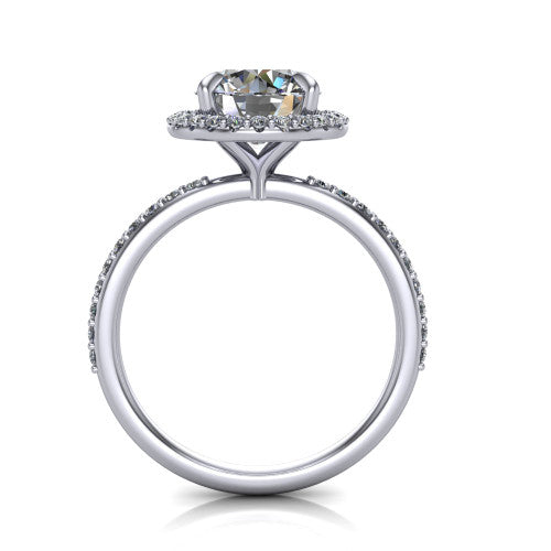 Talia Round Shape Halo Engagement Ring in 18K White Gold