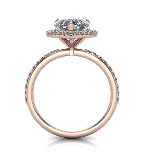 Talia Heart Shape Halo Engagement Ring in 18K Rose Gold