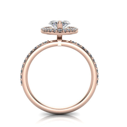 Talia Marquise Shape Halo Engagement Ring in 18K Rose Gold