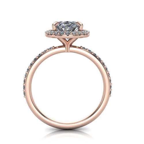 Talia Oval Shape Halo Engagement Ring in 18K Rose Gold