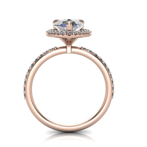Talia Pear Shape Halo Engagement Ring in 18K Rose Gold
