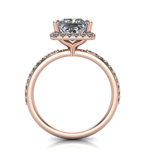 Talia Princess Shape Halo Engagement Ring in 18K Rose Gold