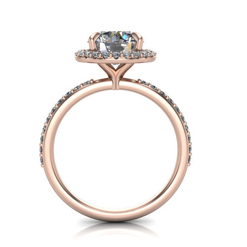 Talia Round Shape Halo Engagement Ring in 14K Rose Gold