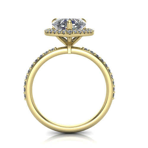 Talia Heart Shape Halo Engagement Ring in 18K Yellow Gold