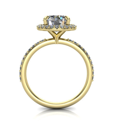 Talia Round Shape Halo Engagement Ring in 18K Yellow Gold