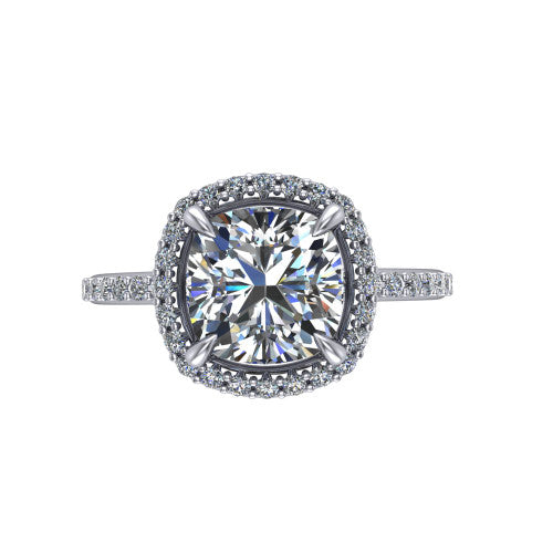 Talia Cushion Shape Halo Engagement Ring in Platinum