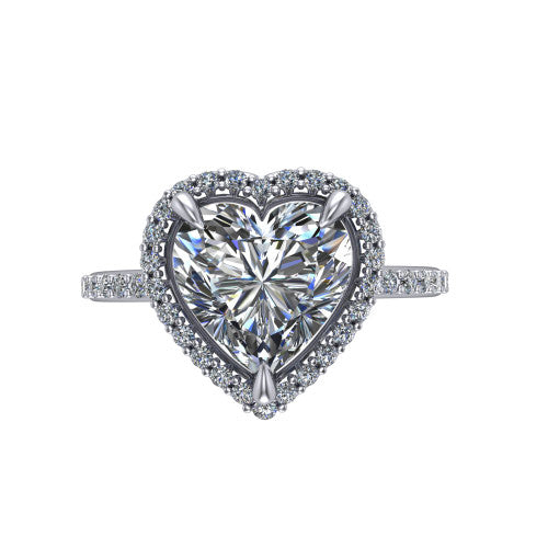 Talia Heart Shape Halo Engagement Ring in Platinum