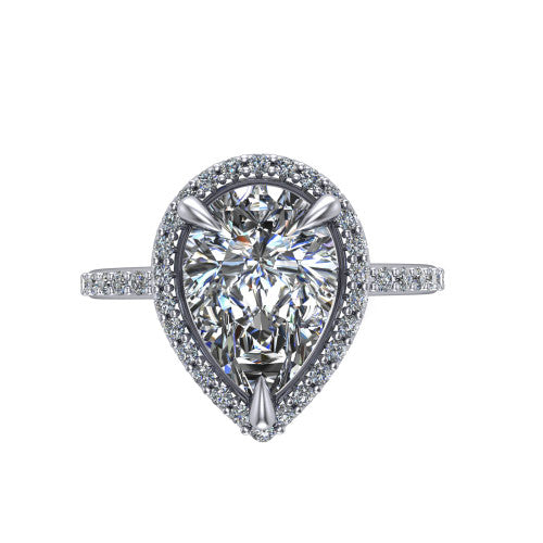 Talia Pear Shape Halo Engagement Ring in 14K White Gold