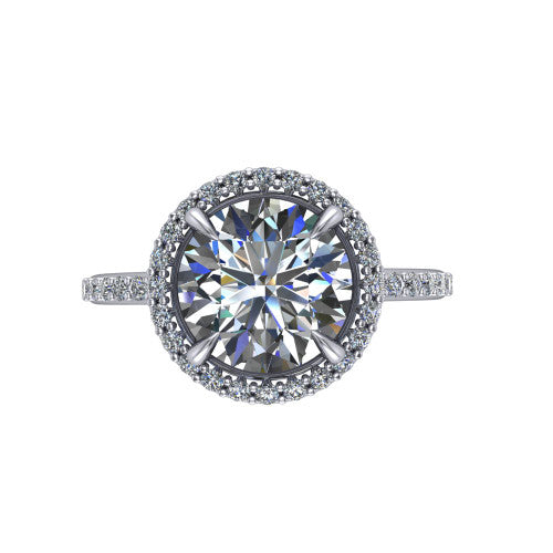 Talia Round Shape Halo Engagement Ring in 14K White Gold