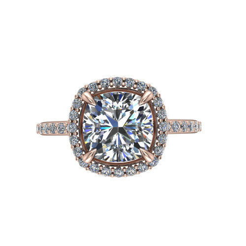 Talia Cushion Shape Halo Engagement Ring in 18K Rose Gold