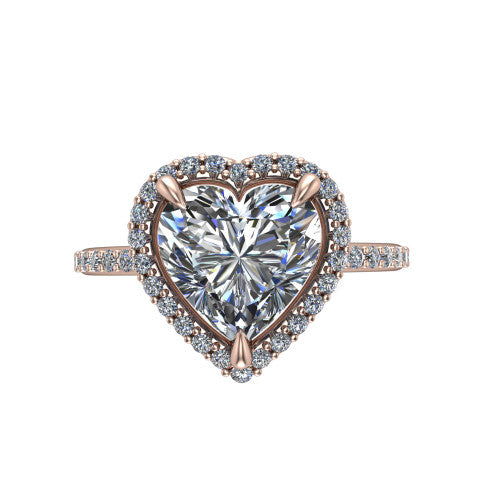 Talia Heart Shape Halo Engagement Ring in 18K Rose Gold