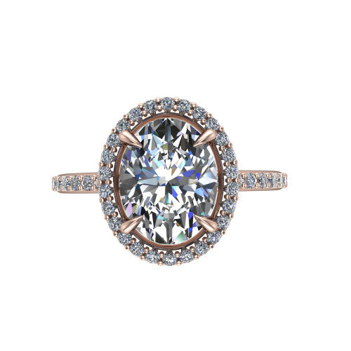 Talia Oval Shape Halo Engagement Ring in 14K Rose Gold