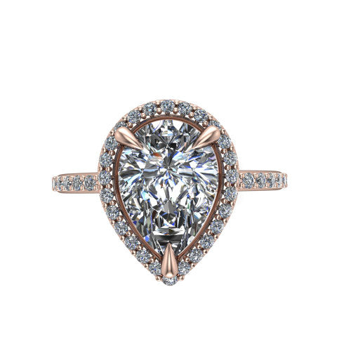 Talia Pear Shape Halo Engagement Ring in 14K Rose Gold